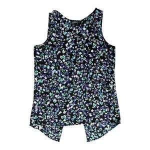 Express Women's Floral Sleeveless Blouse - Black and Purple
